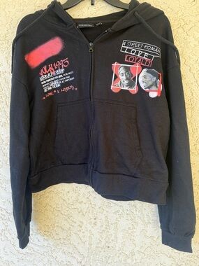 Chemistry Black Zip Hoodie with Metal Zipper Tupac